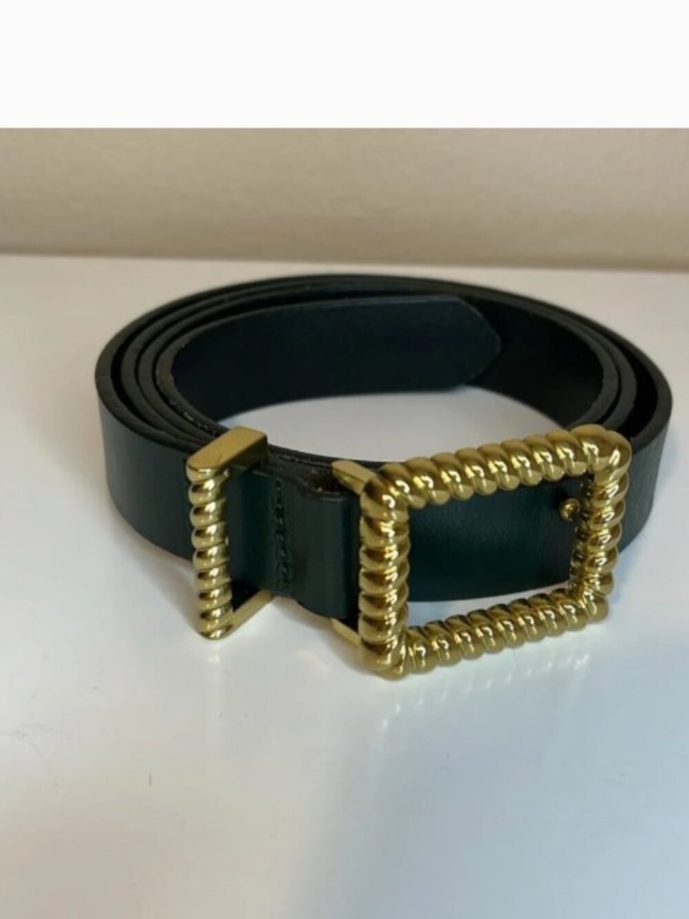 J. Crew Green Genuine Italian Leather Belt with Gold Buckle Size S